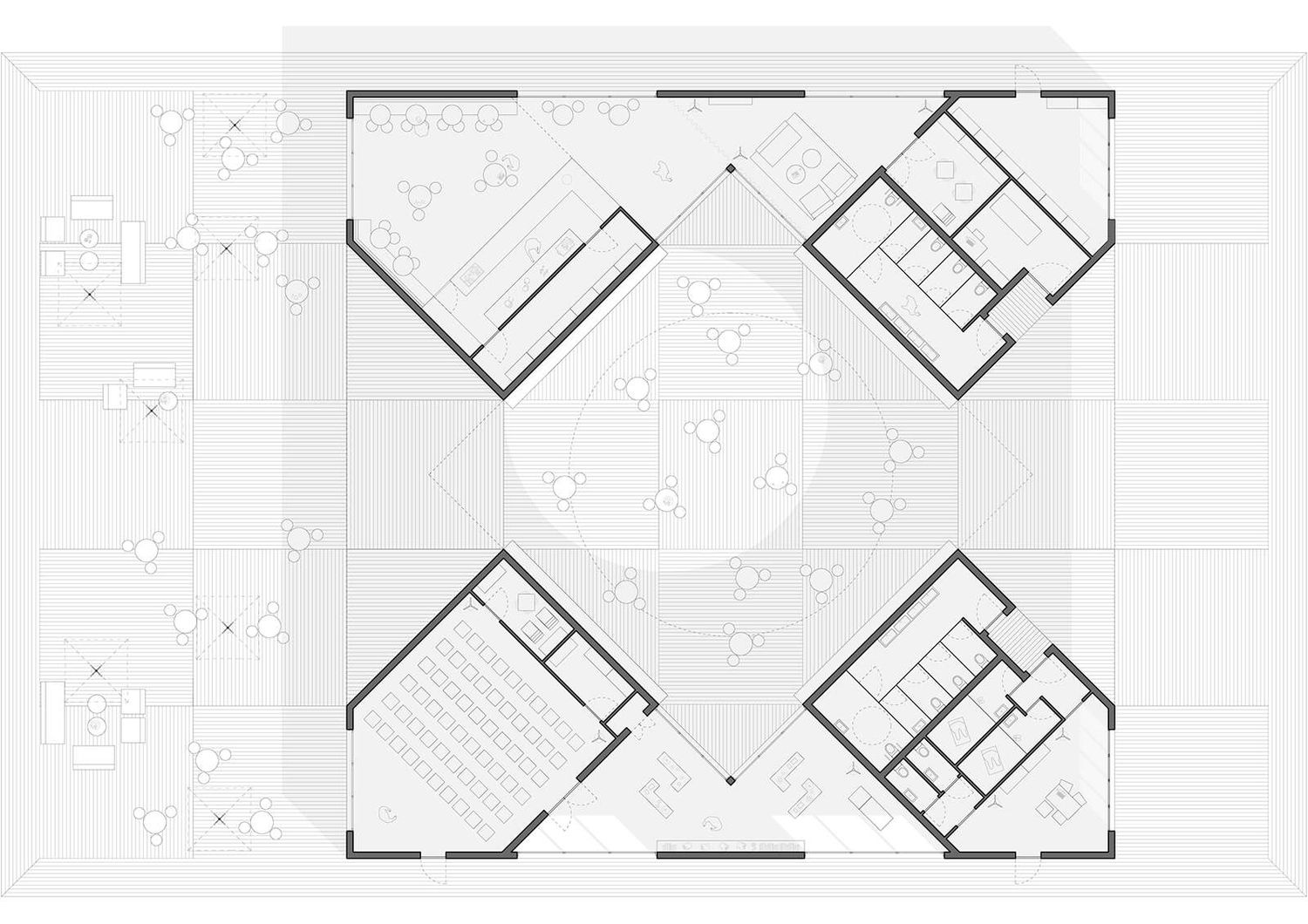 Cut-away floor plan of the 2024 Desert X visitor center by KWY.studio