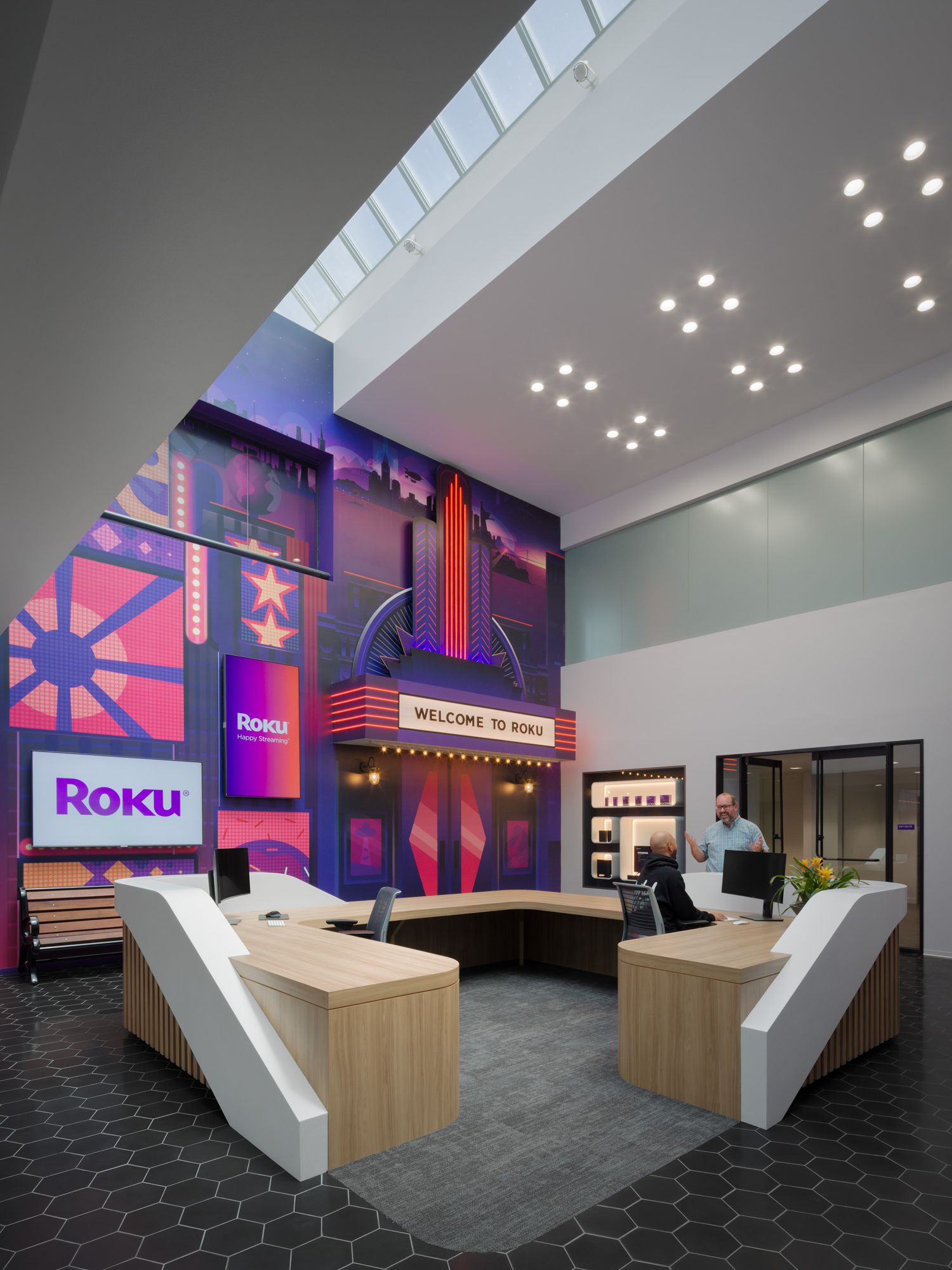 Reception area of the Roku Santa Monica office designed by Switzer Group