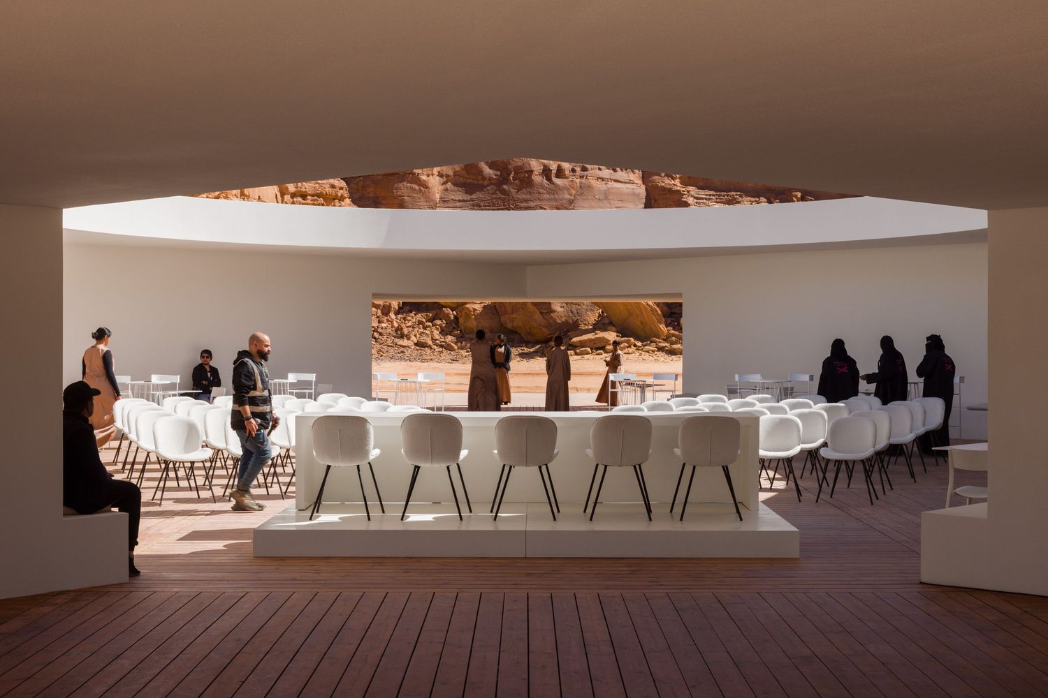Desert X 2024 visitor center as seen staged for a press conference