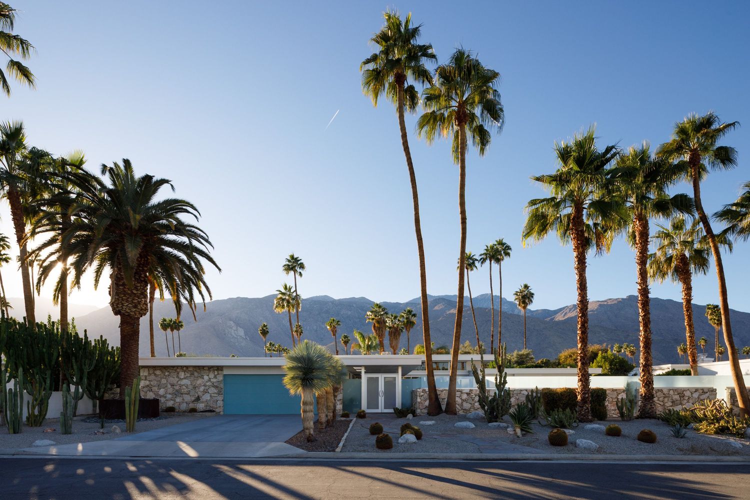 Backlit home against the San Jacinto mountains in Palm Springs California