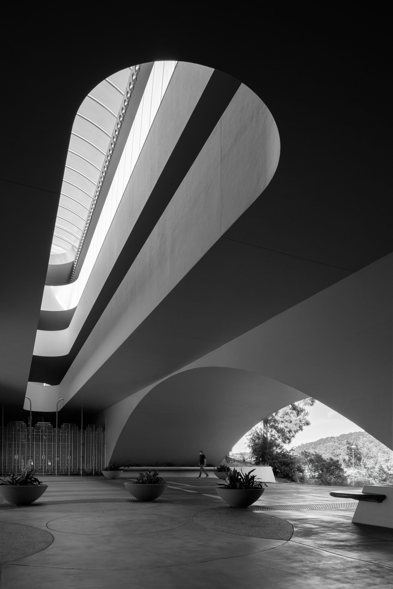 Ezra Stoller inspired photo composition of the Marin County Civic center by Frank Lloyd Wright