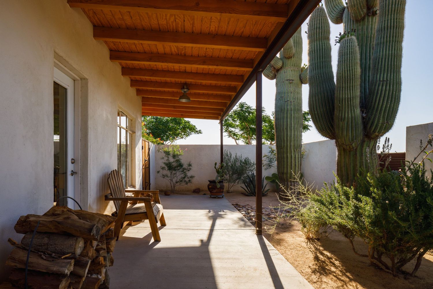 Desert porch with saguaro cacti