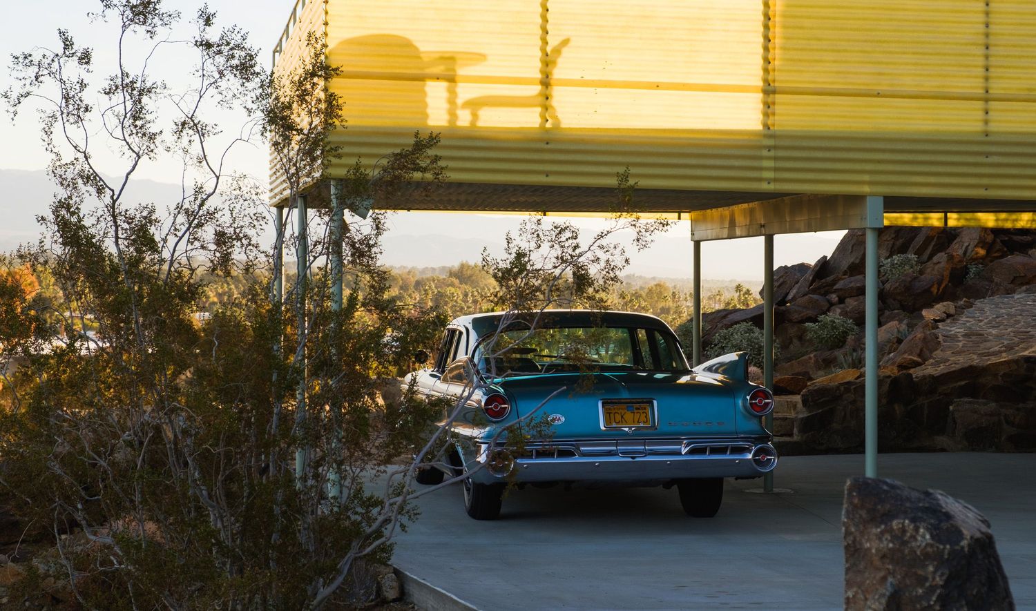 Cree House in Palm Springs with a 1960 Dodge Polara in the carport