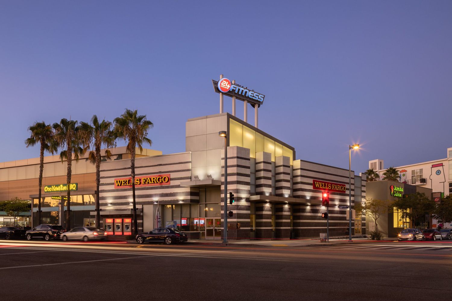 Oblique view of Wells Fargo retail bank building in West Hollywood built by Grafflin Construction