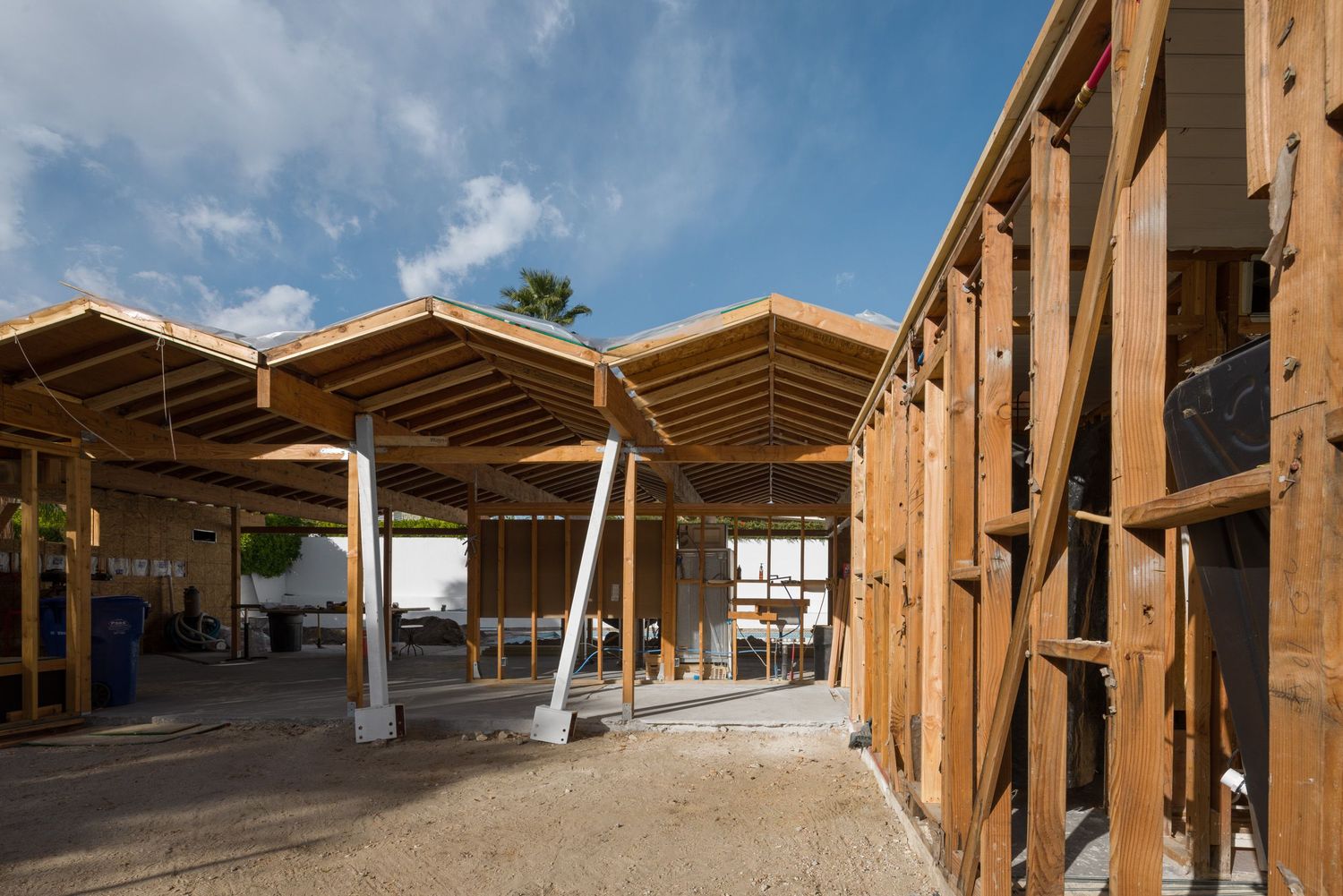 1 point perspective of the front entry during construction