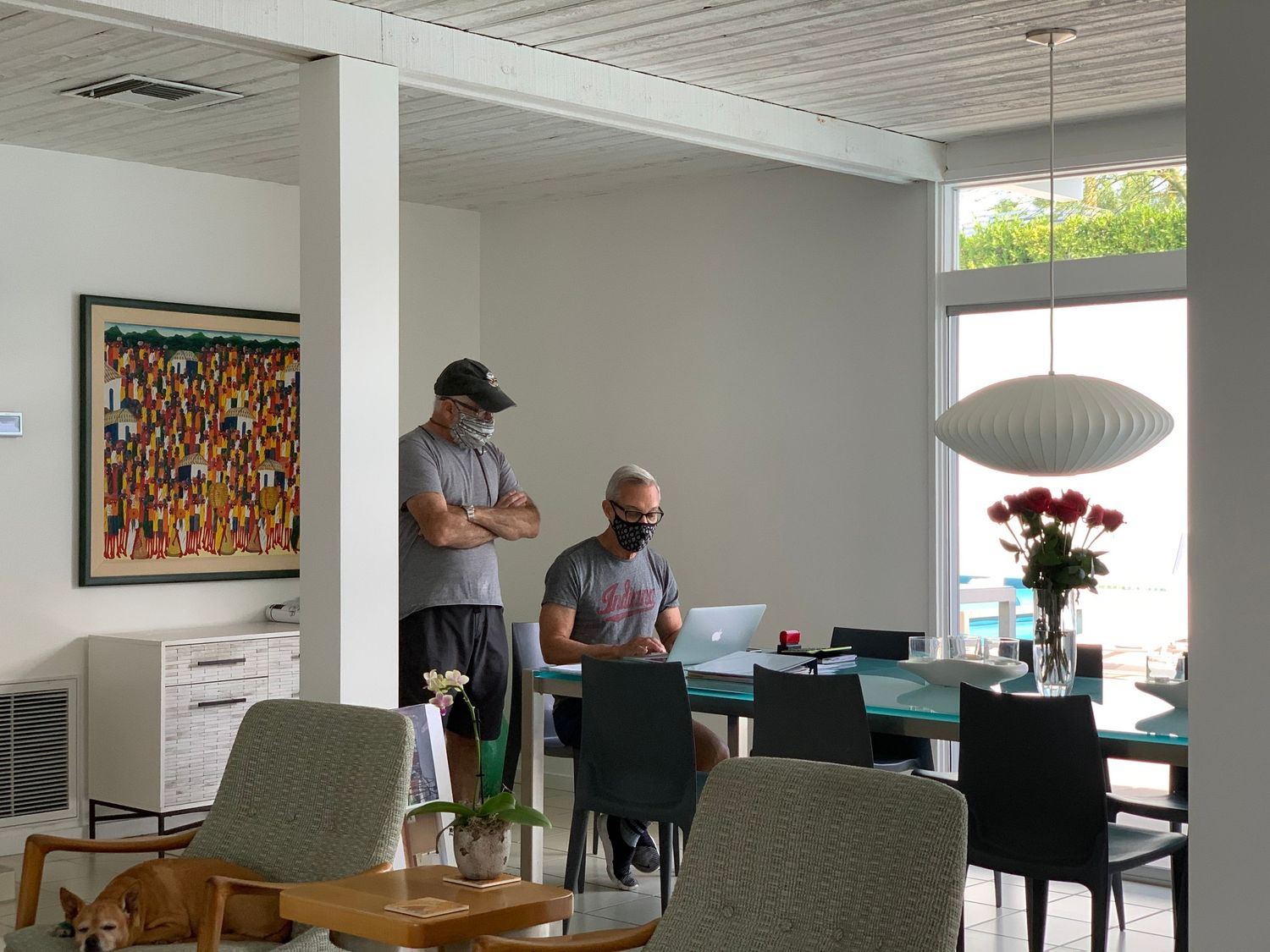 Stan Boles and the homeowner working on the plans for the renovation