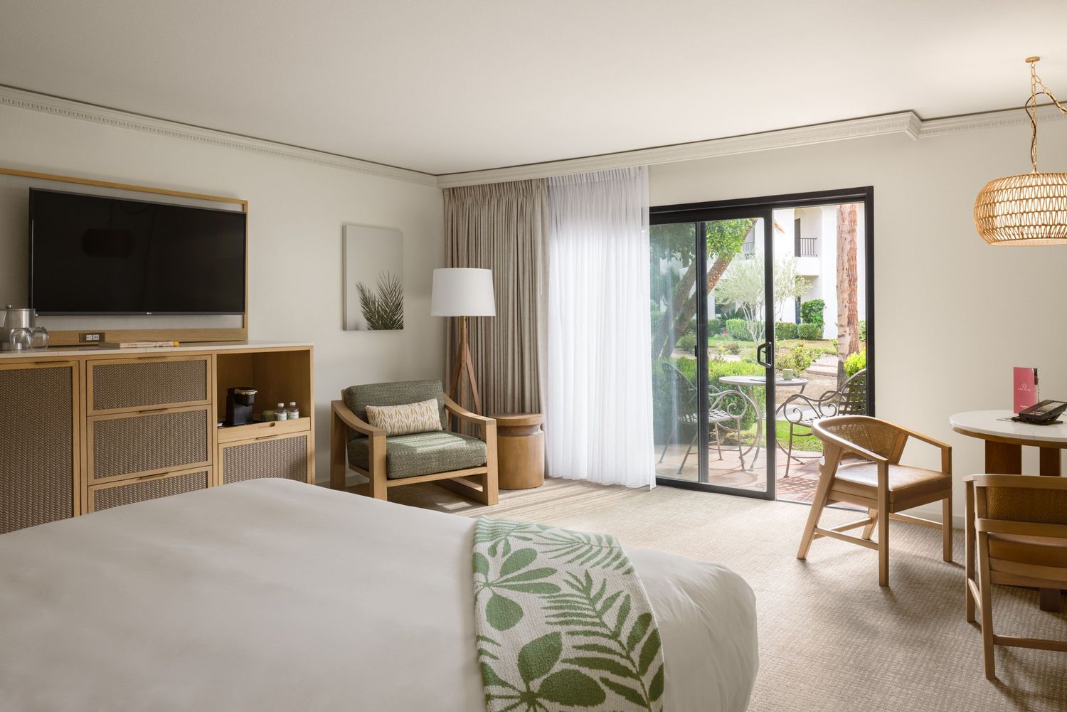 Hotel room at Tommy Bahama Resort looking toward a patio
