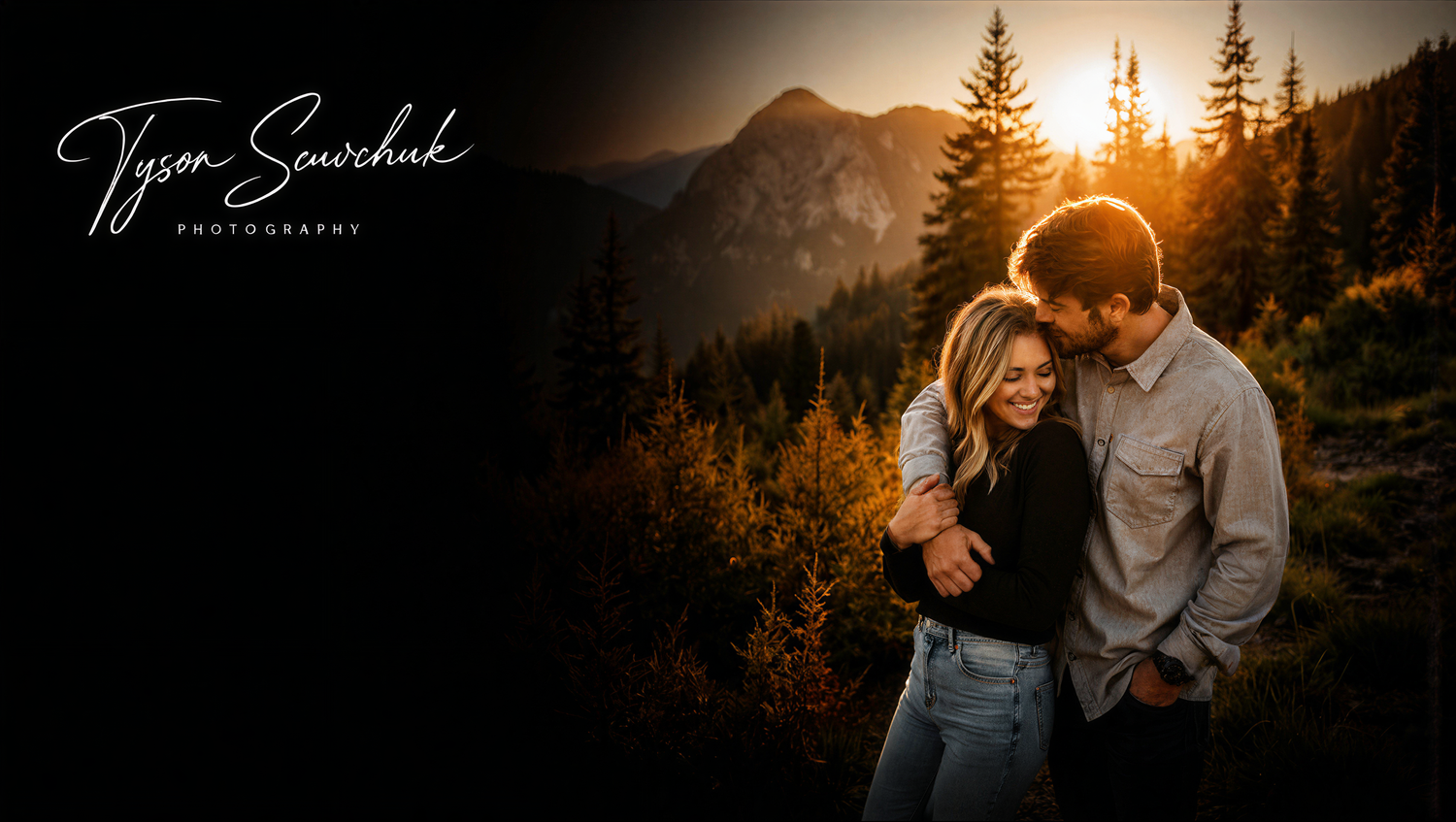 Golden hour couple photography in the mountains near Chilliwack