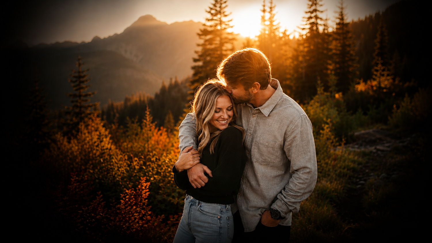Cinematic couples photography session on a lake dock in British Columbia