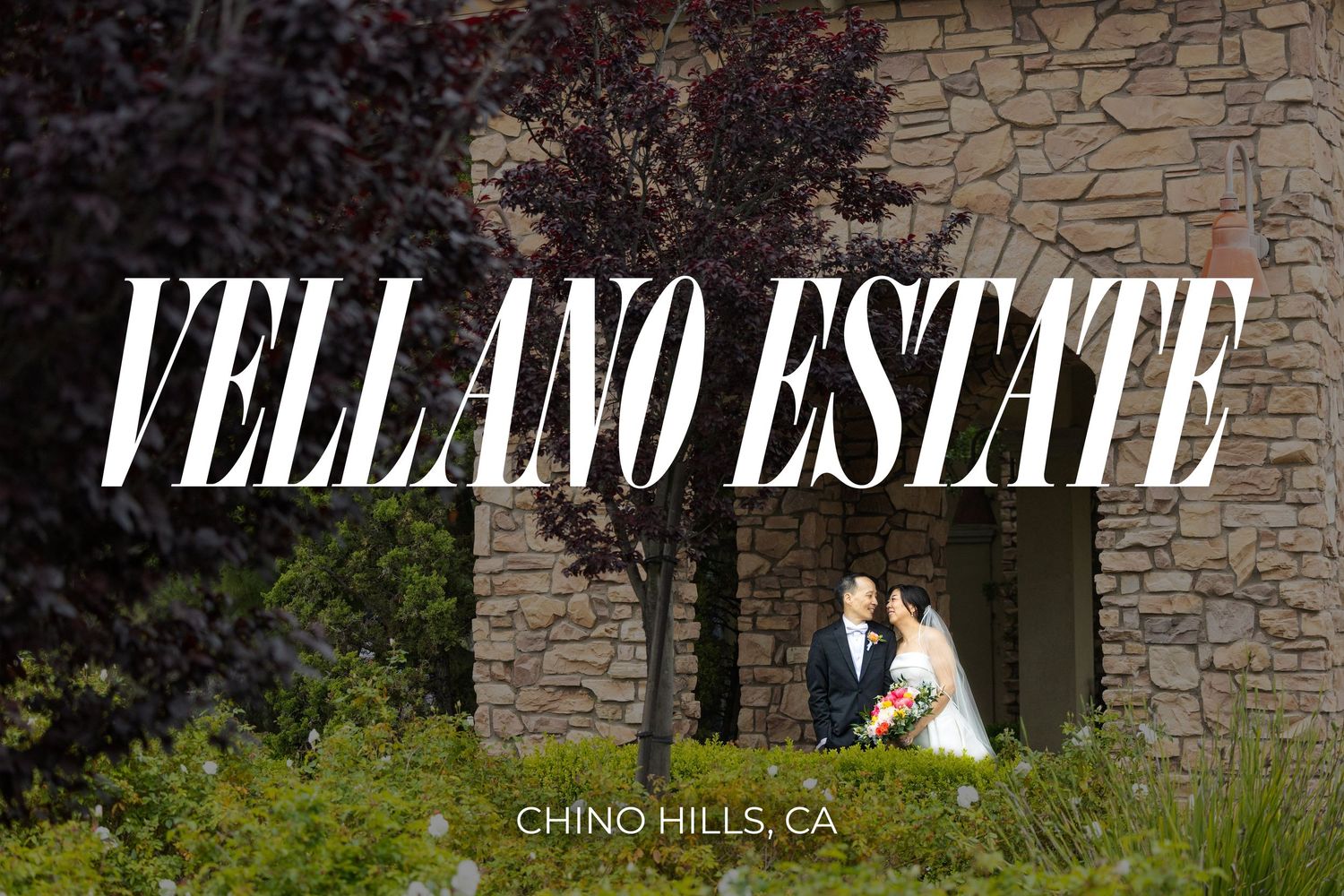Luxurious stone facade of Vellano Estate in Chino Hills features stunning architectural details and modern elegance.