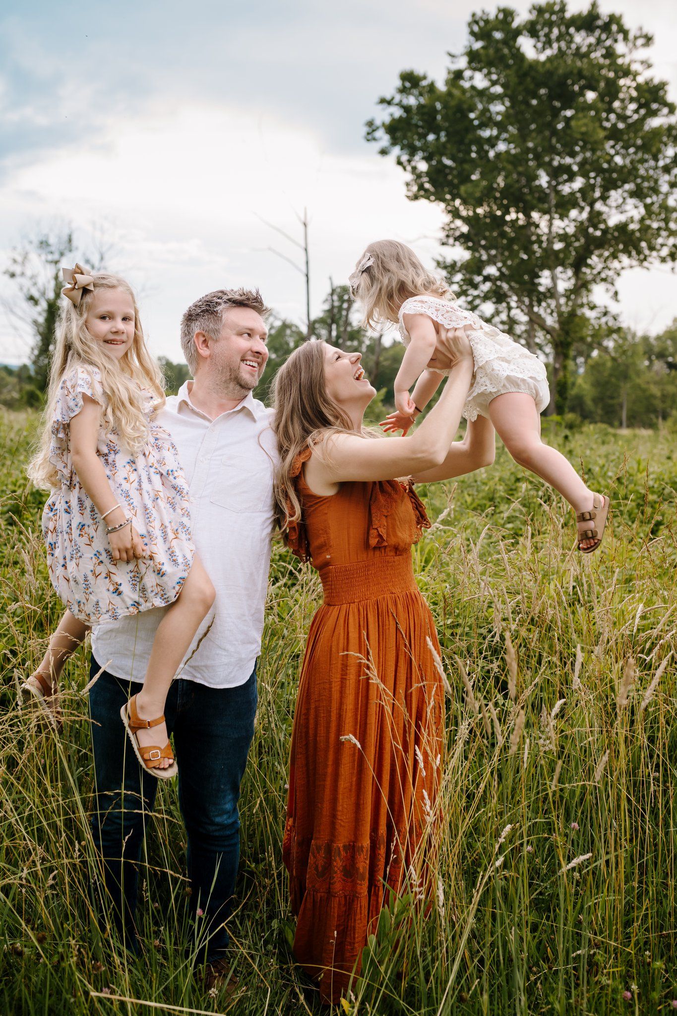 Family plays on sparks lane in Cades cove