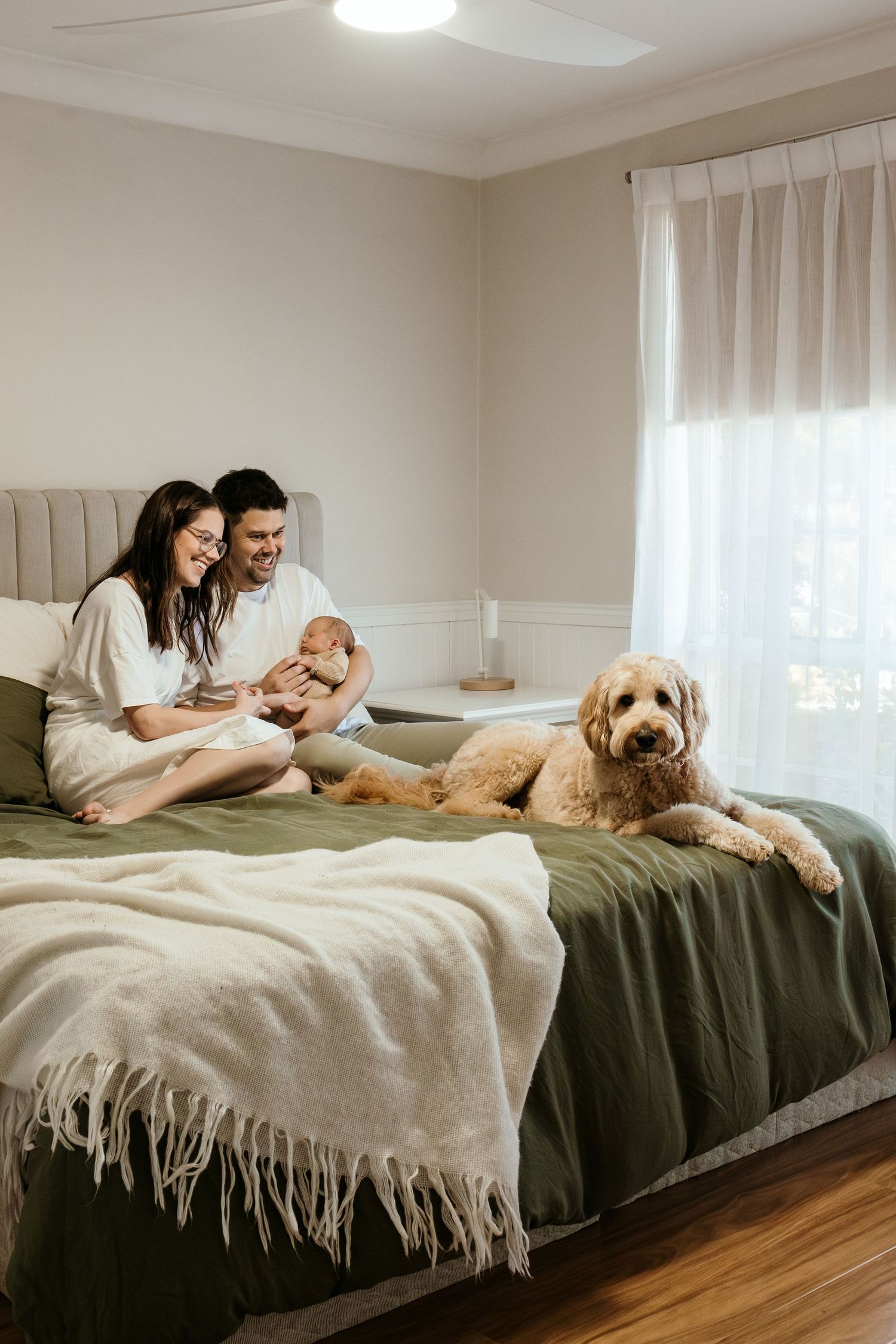 Family Newborn Photography In home with a dog Newcastle Lake Macquarie Central Coast NSW