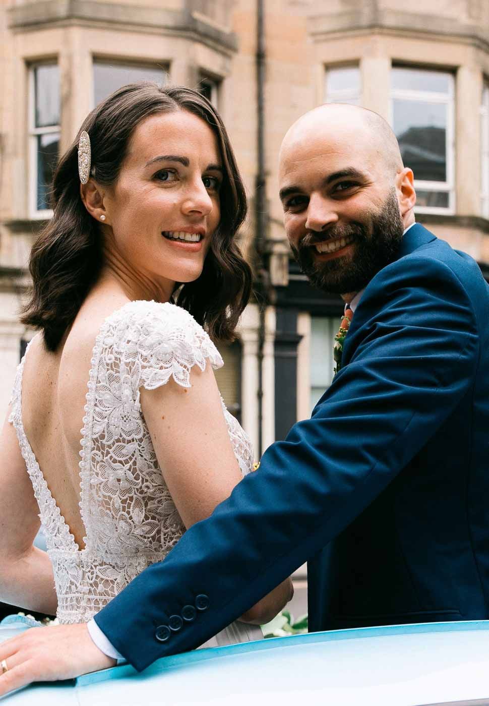 Bride and groom portrait captured by an Edinburgh wedding photographer
