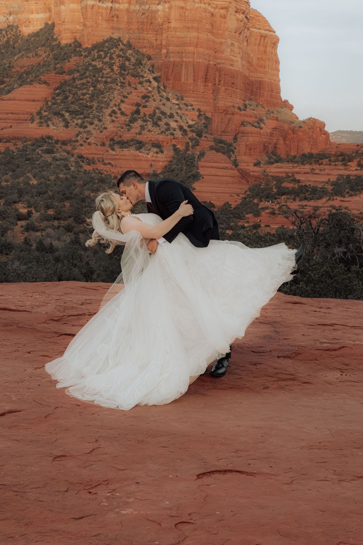 Arizona bride and groom photographed together in a romantic editorial wedding portrait by BOSC Photography.