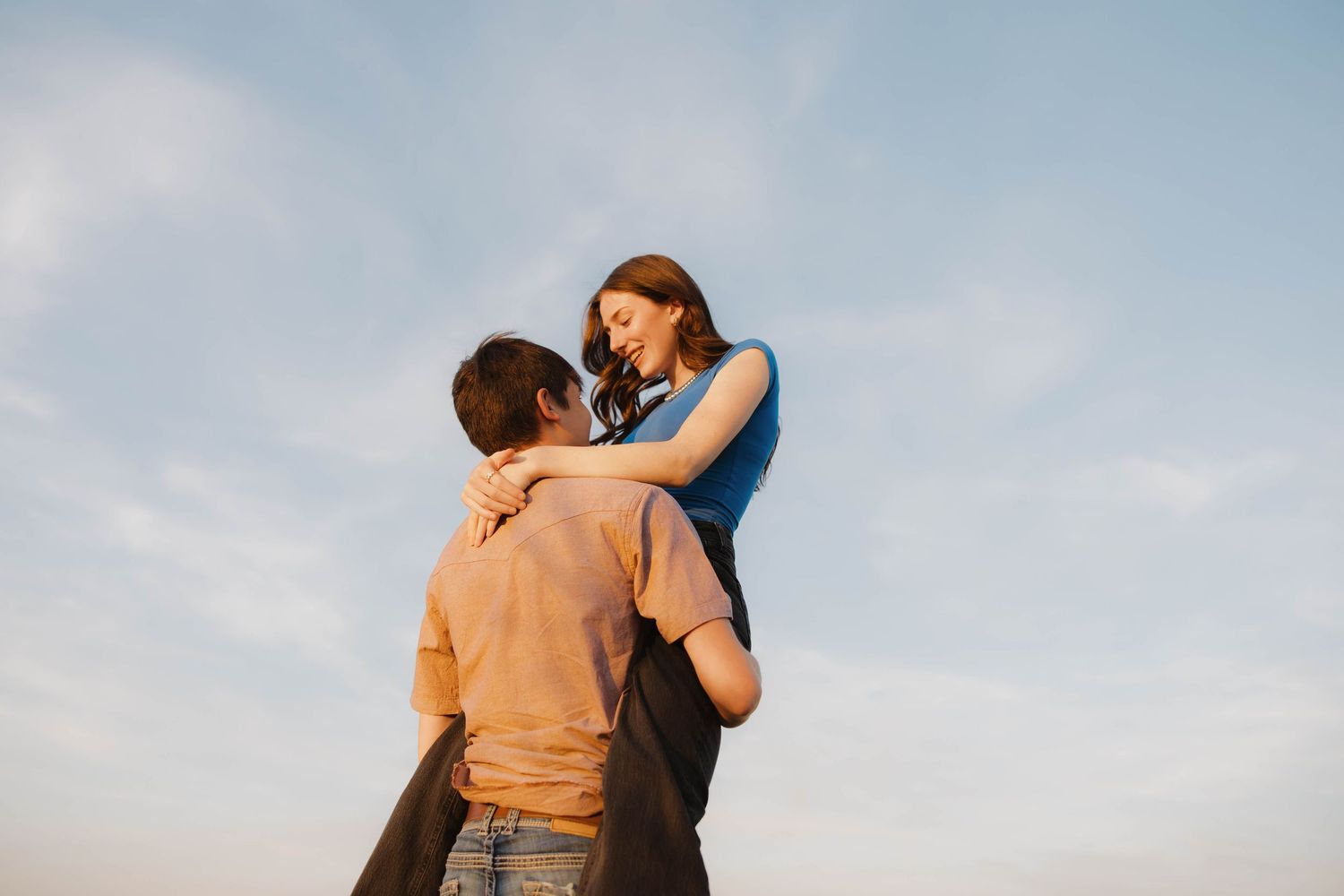 Couple smiling together during an outdoor photography session