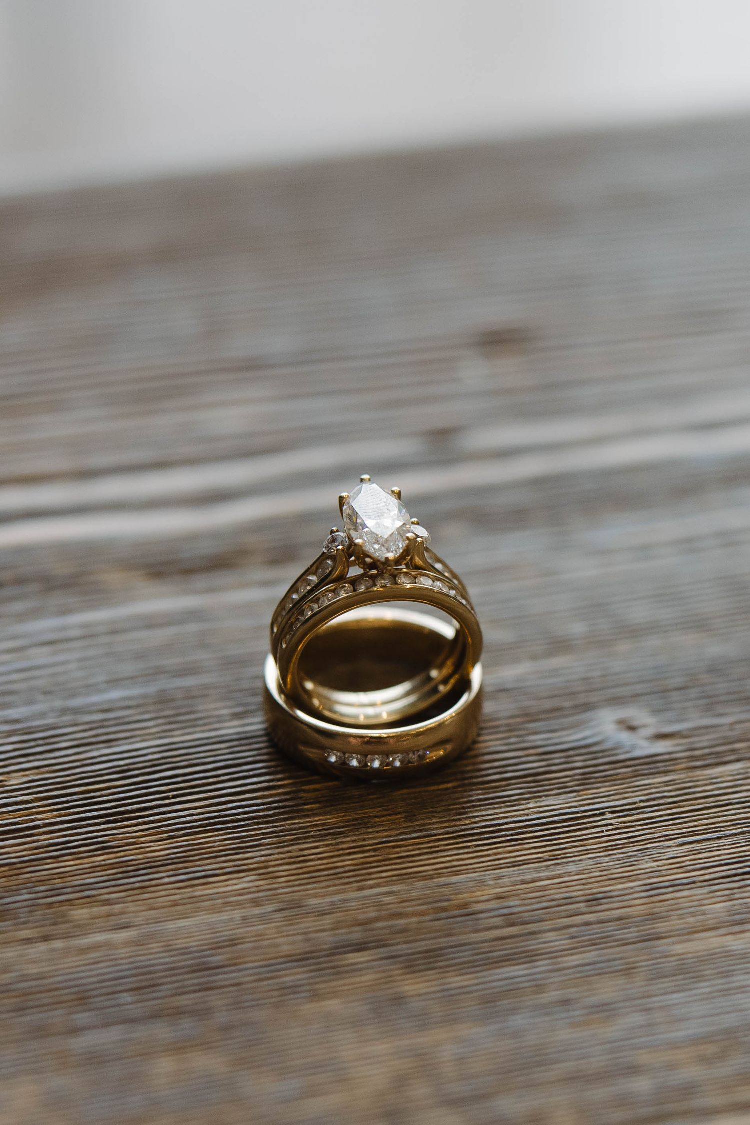 Close-up of the bride and groom's wedding rings