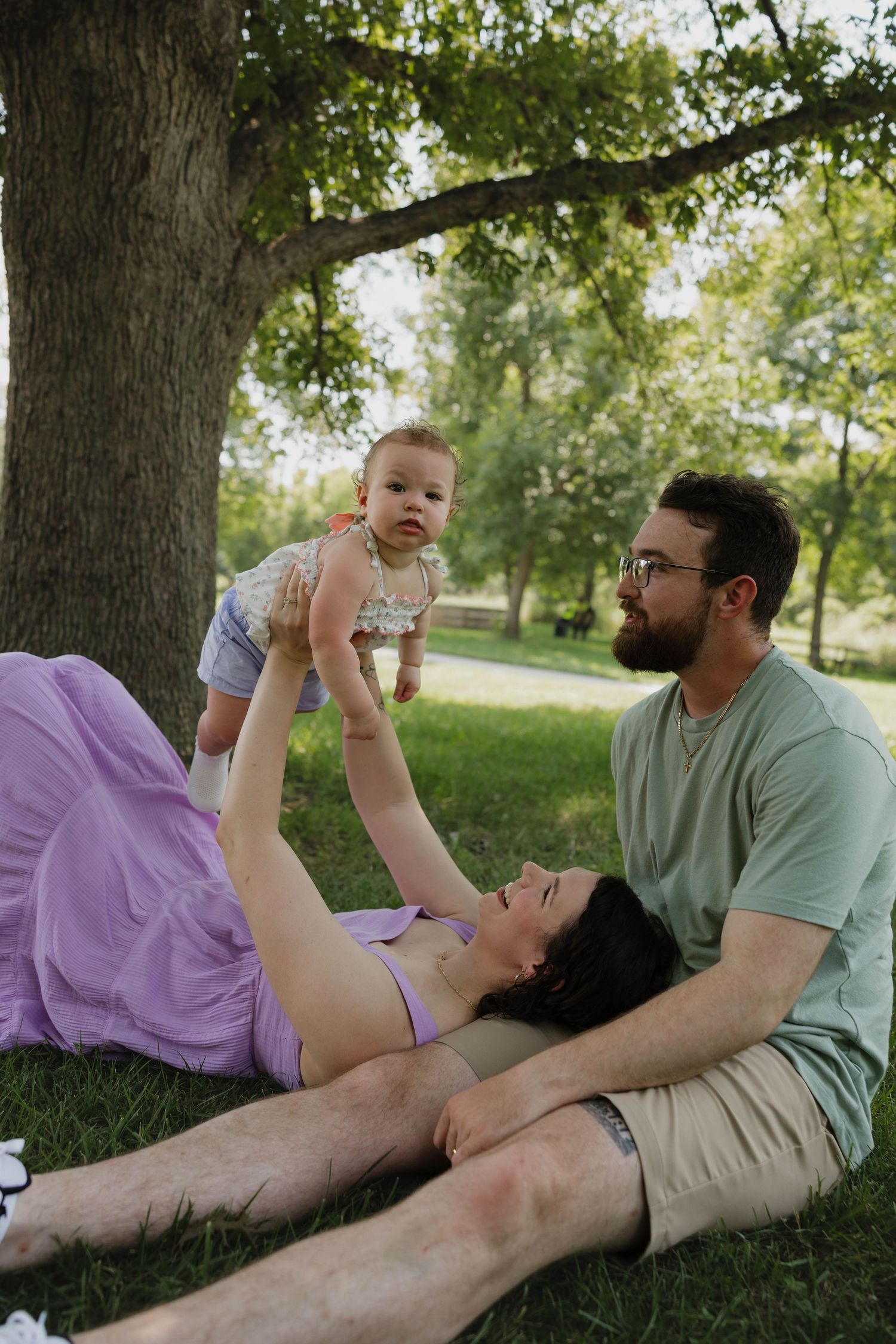 Young family enjoying a relaxed afternoon together