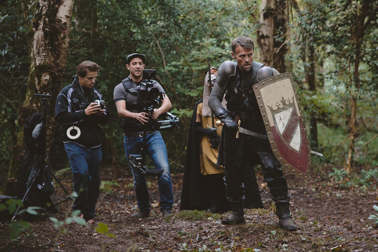 BTS still from feature film The Four Warriors starring Christopher Dane, Glenn Speers, Alex Childs, Hadrian Howard, Fergal Coghlan