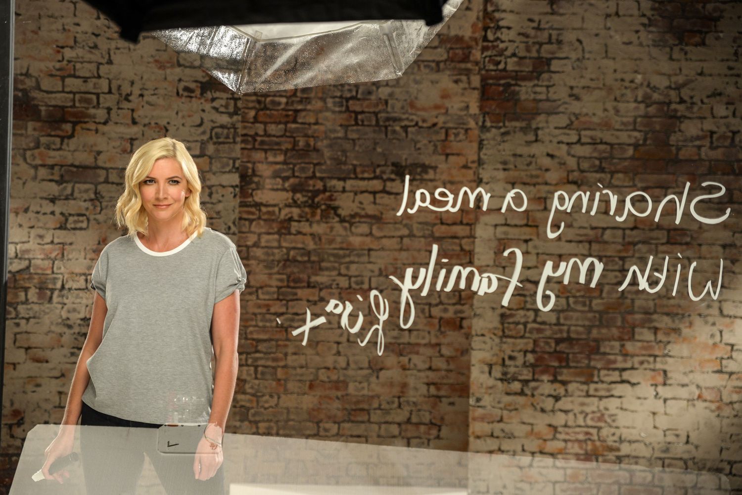 BTS still of actress Lisa Faulkner on set for a commercial campaign for Kellogs Special K