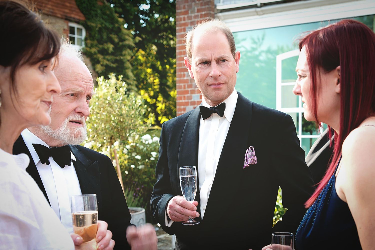 HRH Prince Edward, Richard Stilgoe & guests photographed for a charity concert for Orpheus charity