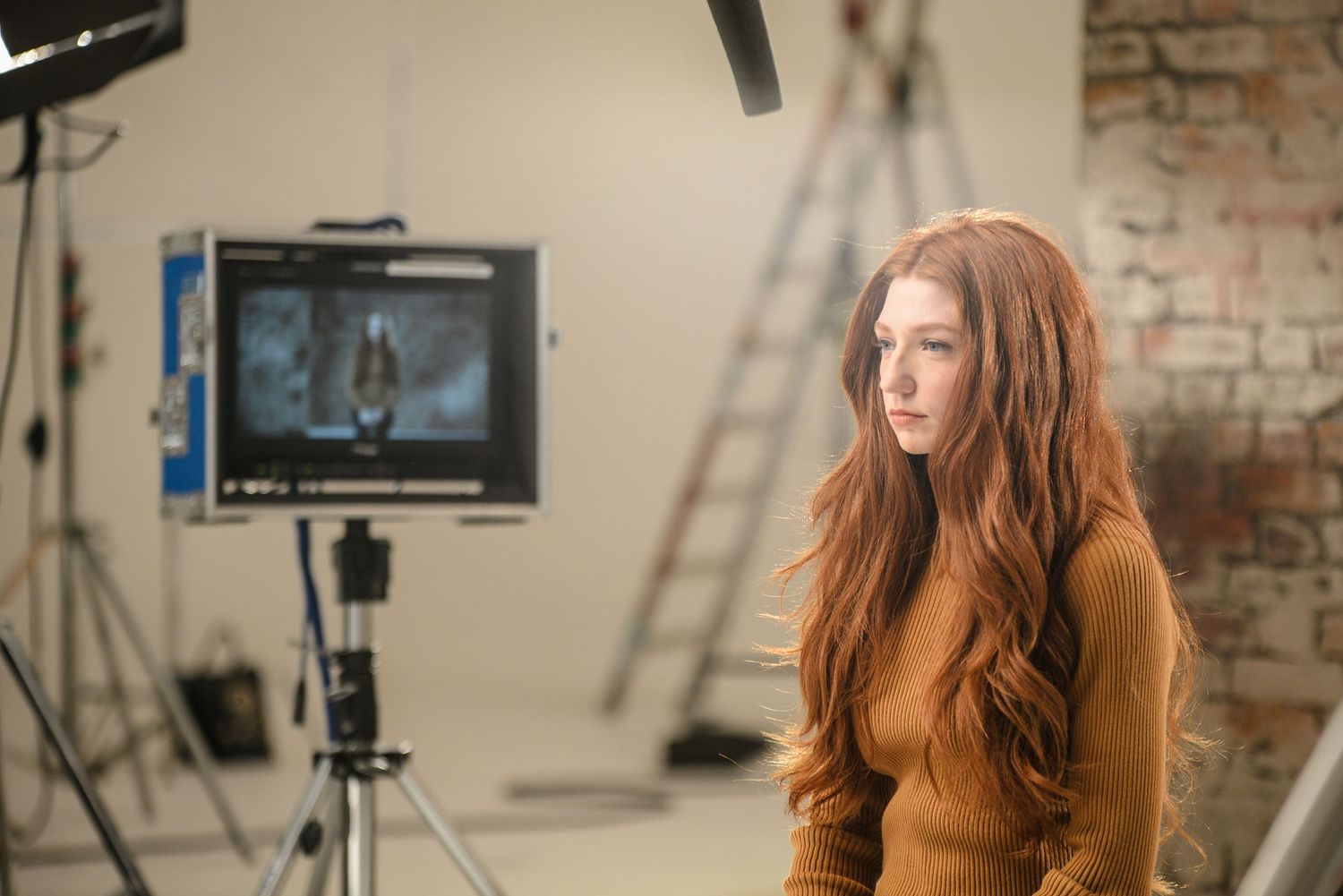 BTS still of Girls Aloud singer Nicola Roberts on set for a commercial campaign for Kellogs Special K