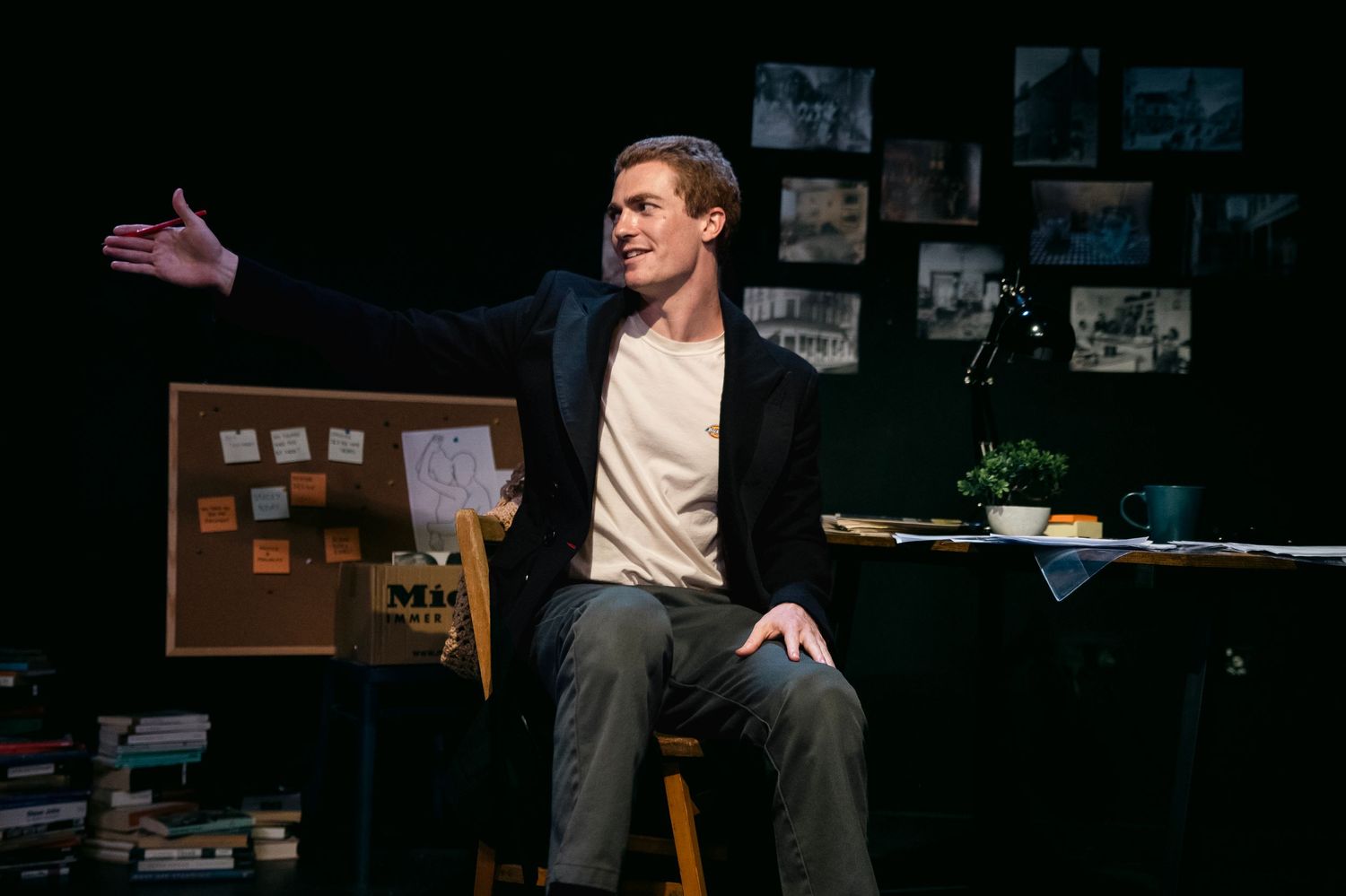 Production still from Venus in Fur by David Ives, starring Jennifer Leong & Flinn Andreae at Camden Peoeples Theatre London