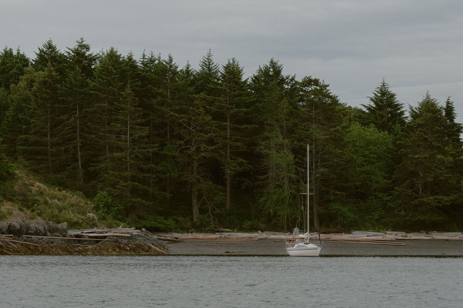Vancouver Island Photographer.  Sailboat at anchor on the westcoast of BC