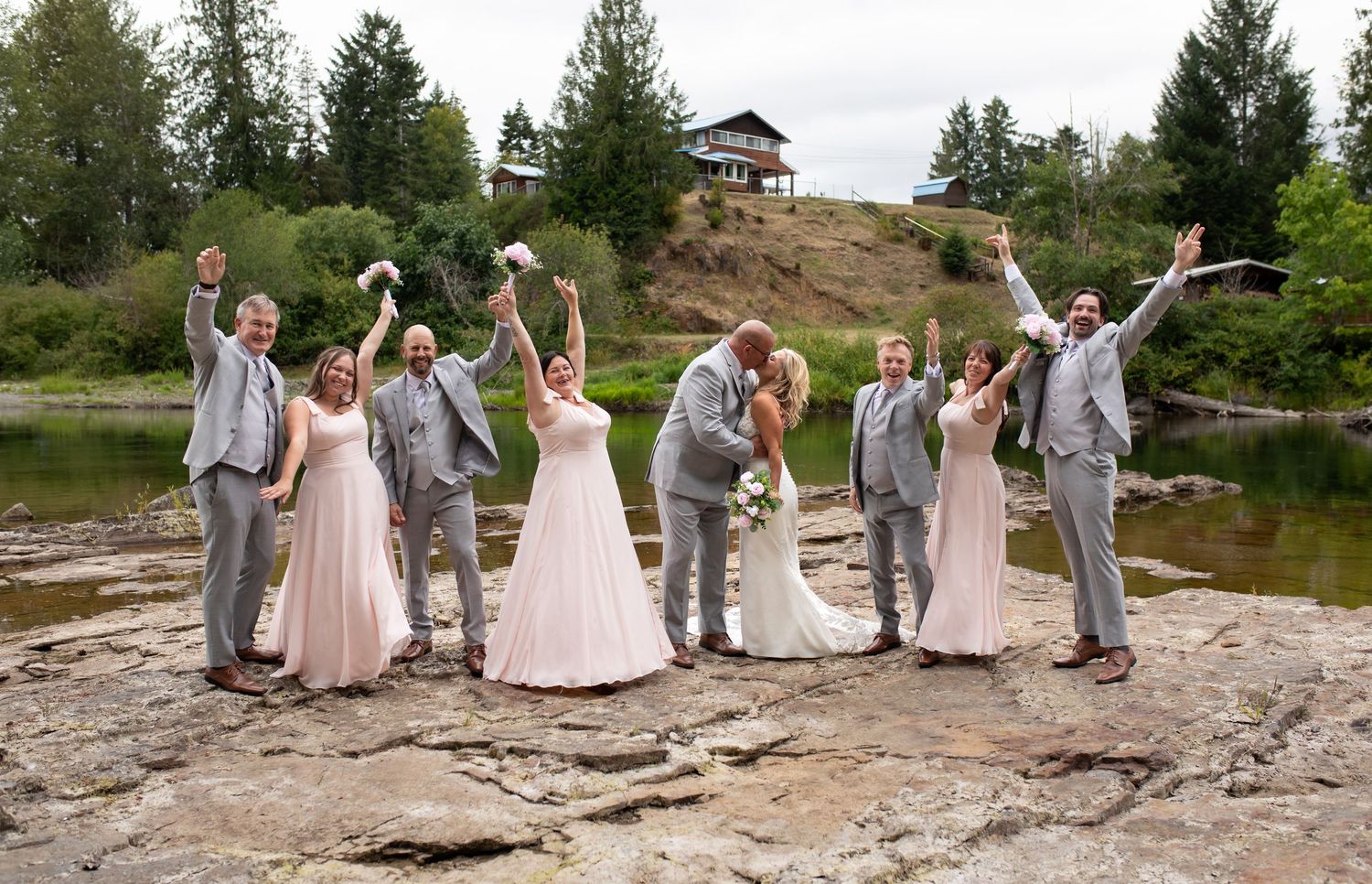 Photo of a beautiful wedding party near Port Alberni, British Columbia.