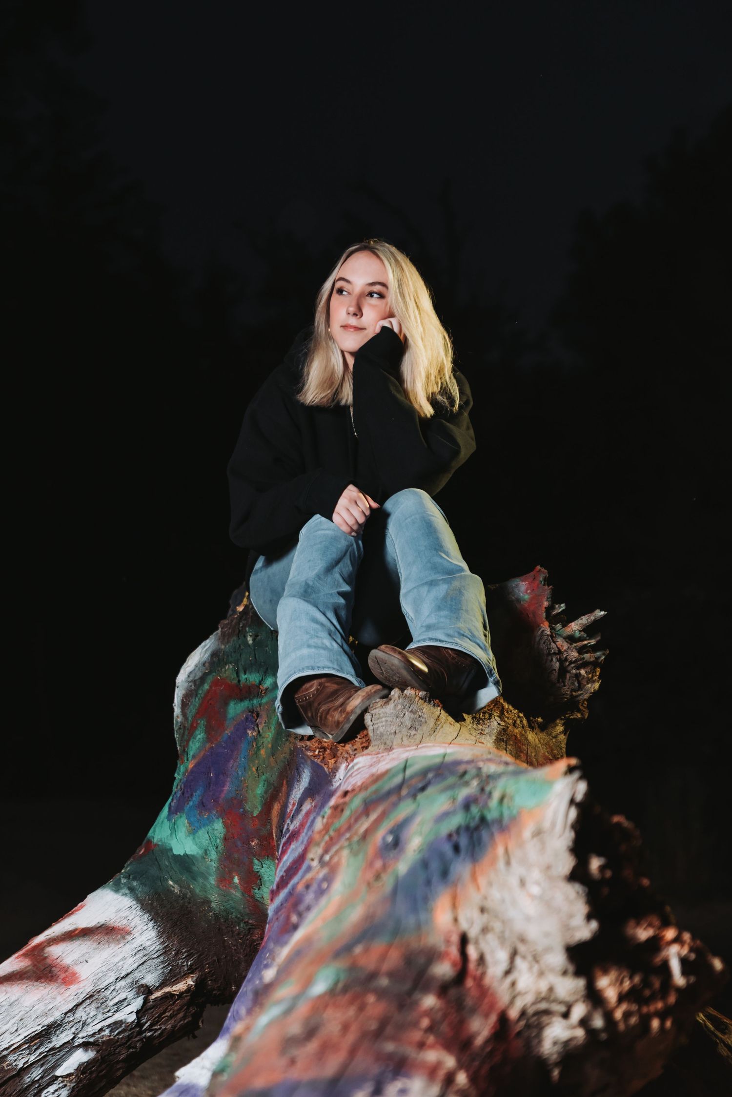 High school senior portrait photoshoot at the Stafford Forge Painted Tree, Eagleswood, NJ.