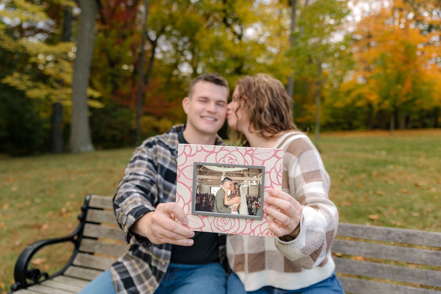 Wedding Anniversary photoshoot of a beautiful couple. Fall photos. Strawbridge Lake Park, Moorestown, NJ.
