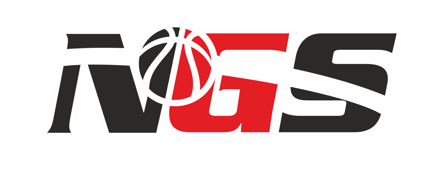 NGS basketball organization logo featuring bold black and red lettering with a basketball graphic integrated into the design.