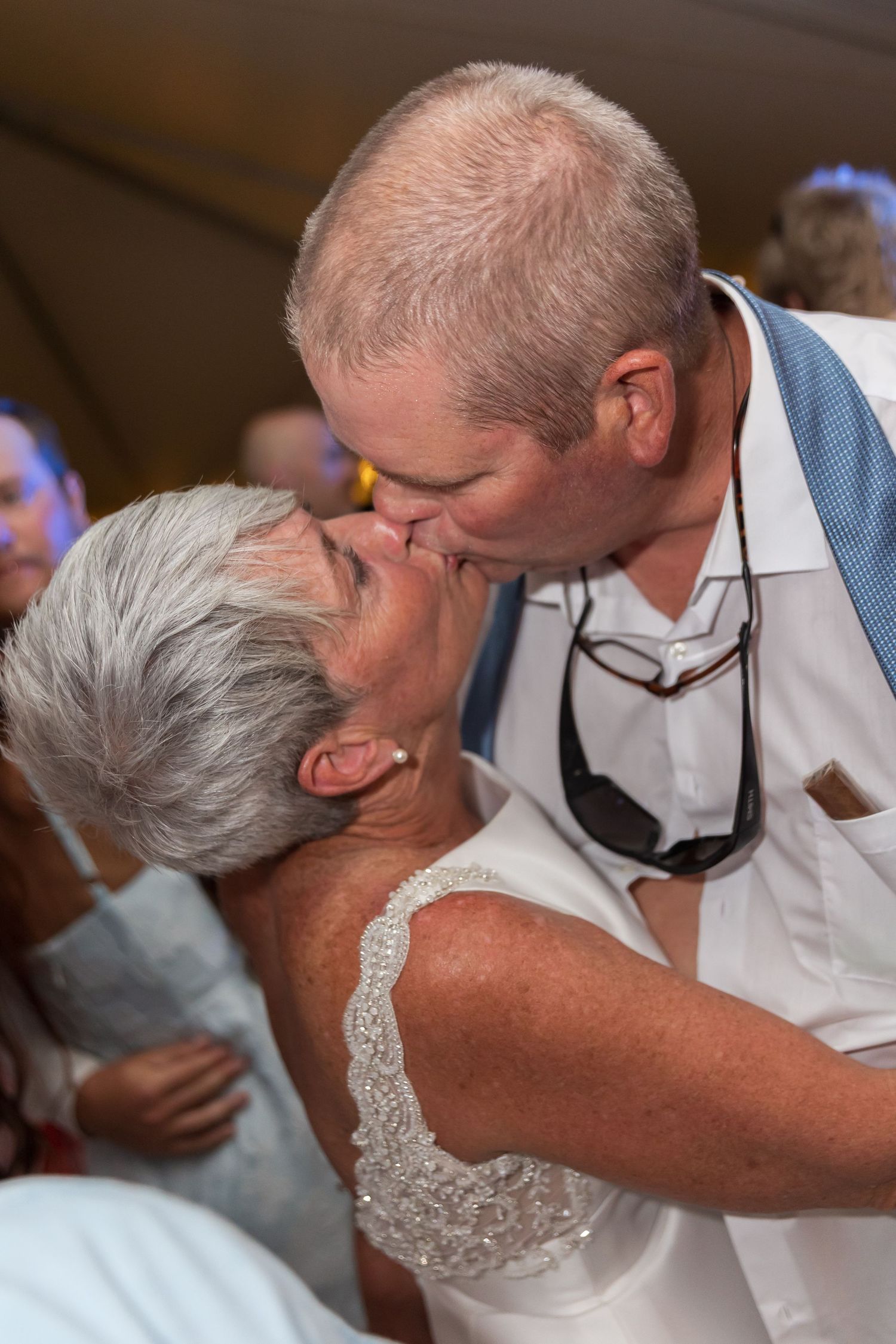 Couple shares a romantic dance moment at their wedding reception.