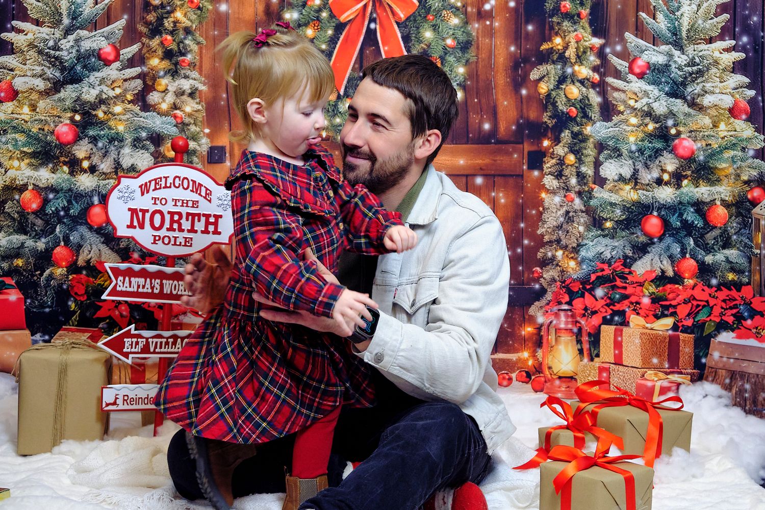 Father and daughter together. Christmas photography.