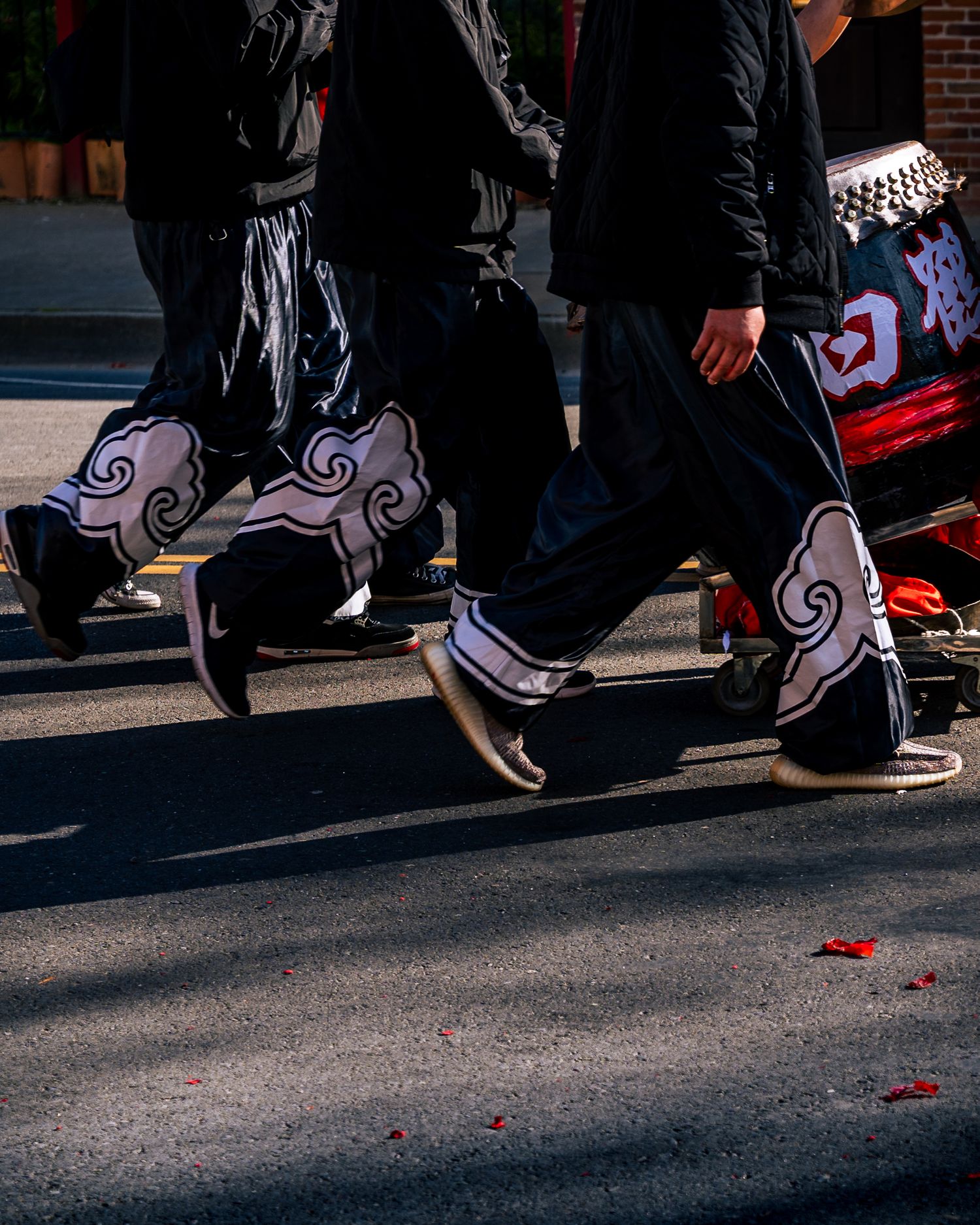 Drum march during the Bok Kai parade in Marysville, CA