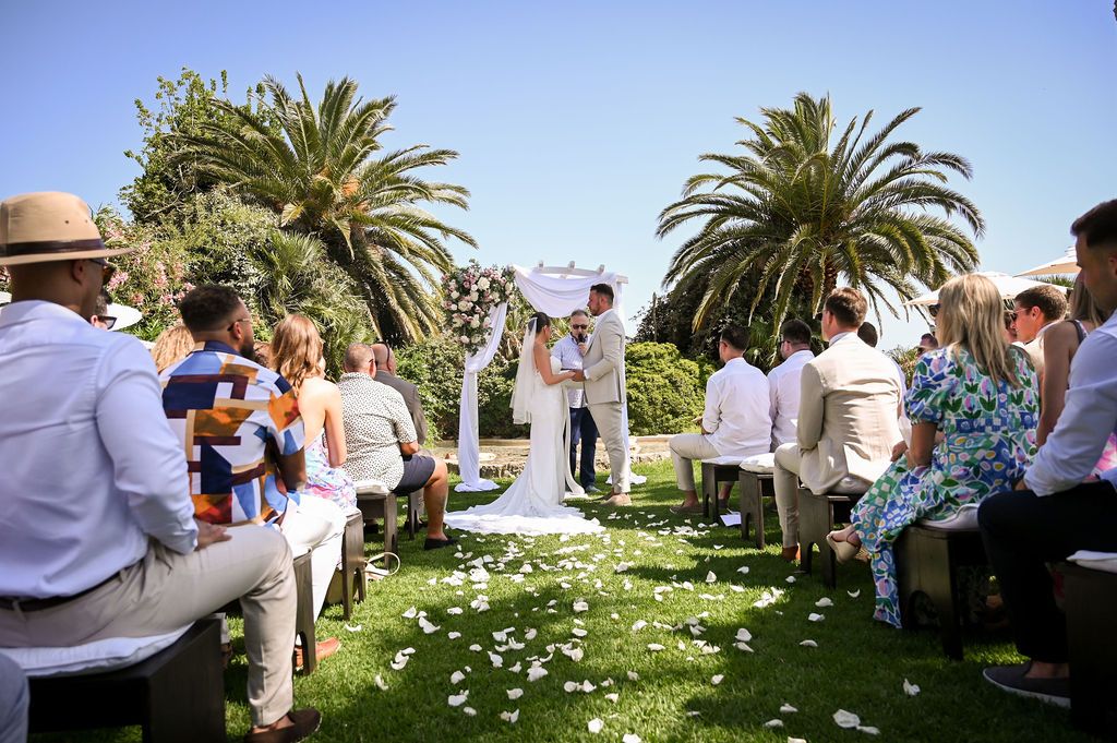 Wedding ceremony at Can Gall Ibiza during a destination celebration.