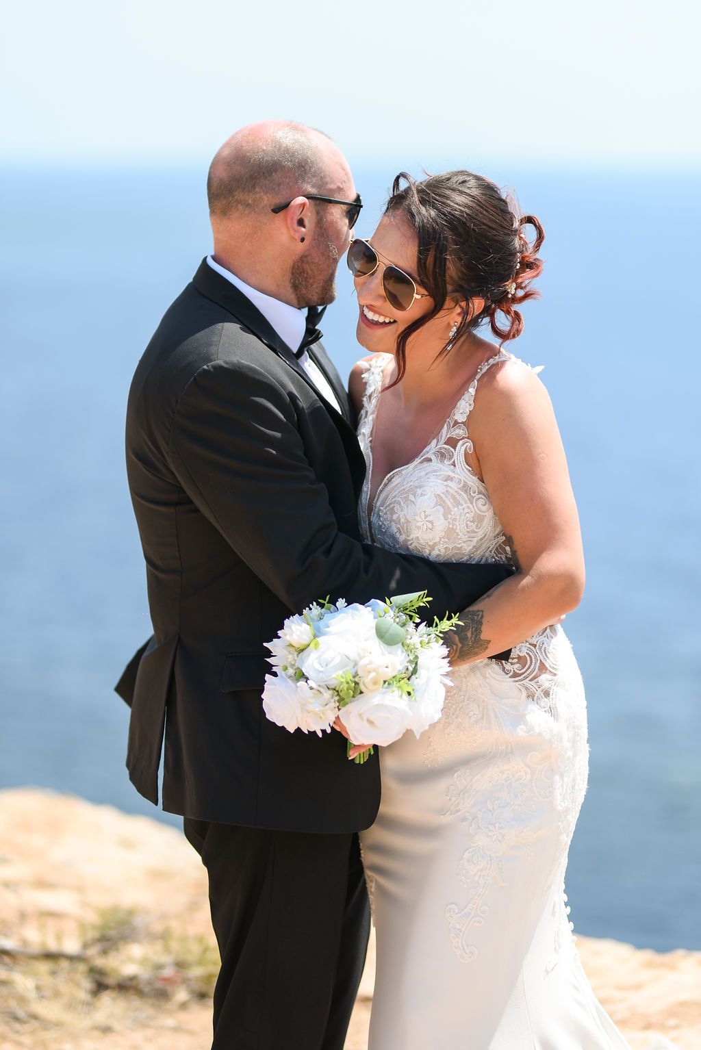 Destination Ibiza elopement portraits overlooking Es Vedra