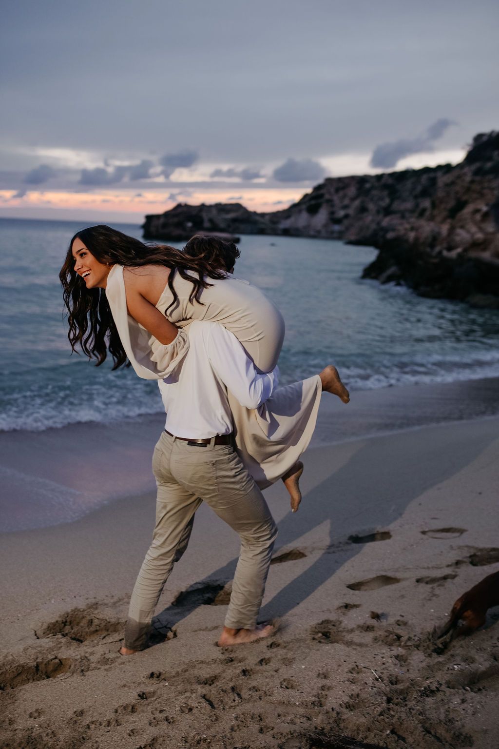 Editorial-style engagement session cala tarida