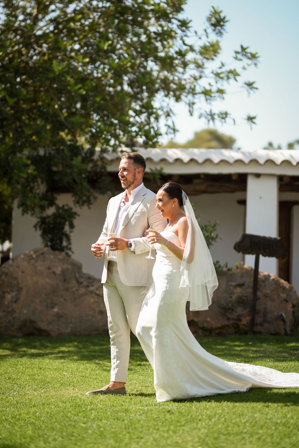 Bride and groom portraits at their wedding at Can Gall Ibiza.