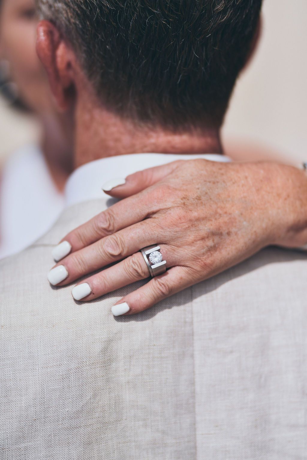Bride and groom ring ditails at their private villa wedding in Ibiza.