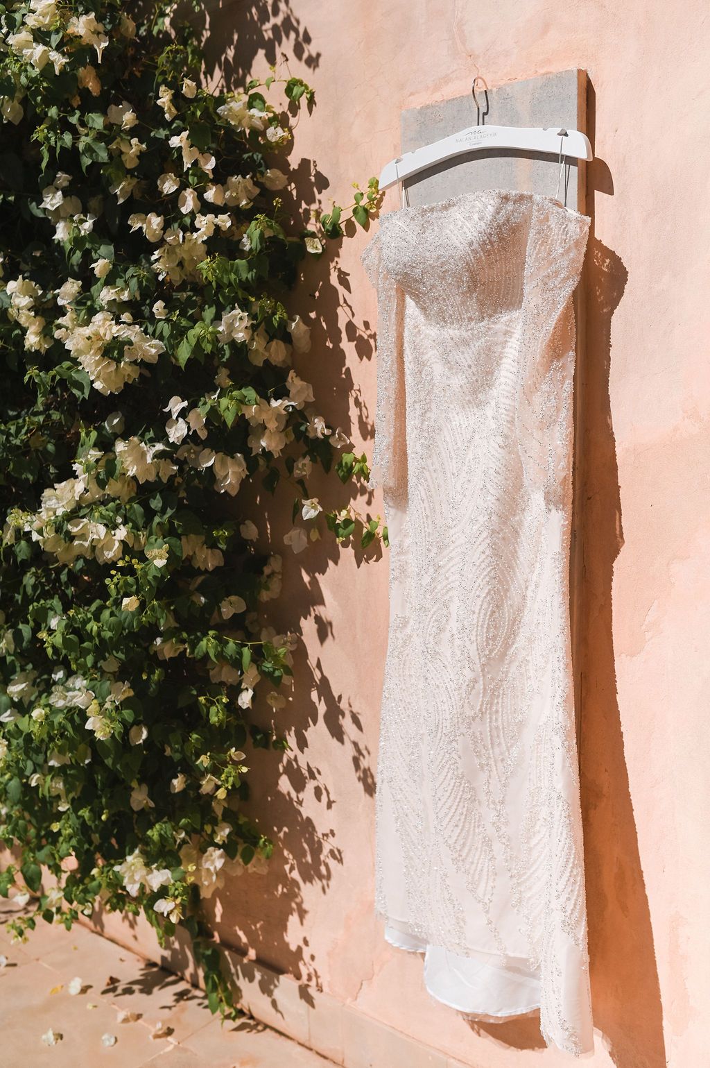 Wedding dress details from a destination wedding at Palais Namaskar in Marrakesh.