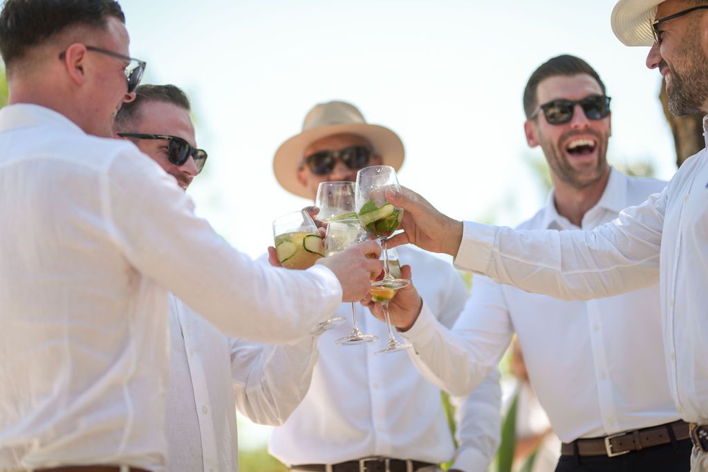 Guests celebrating during a wedding at Can Gall Ibiza.
