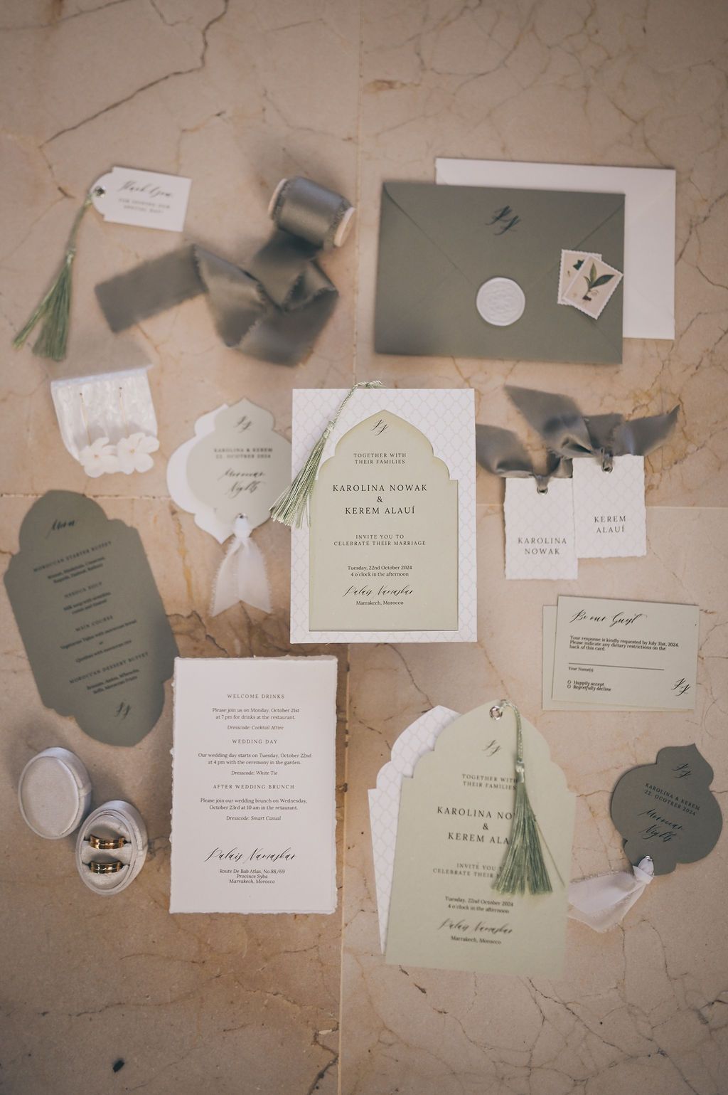 Wedding invitation styled for a Palais Namaskar celebration.