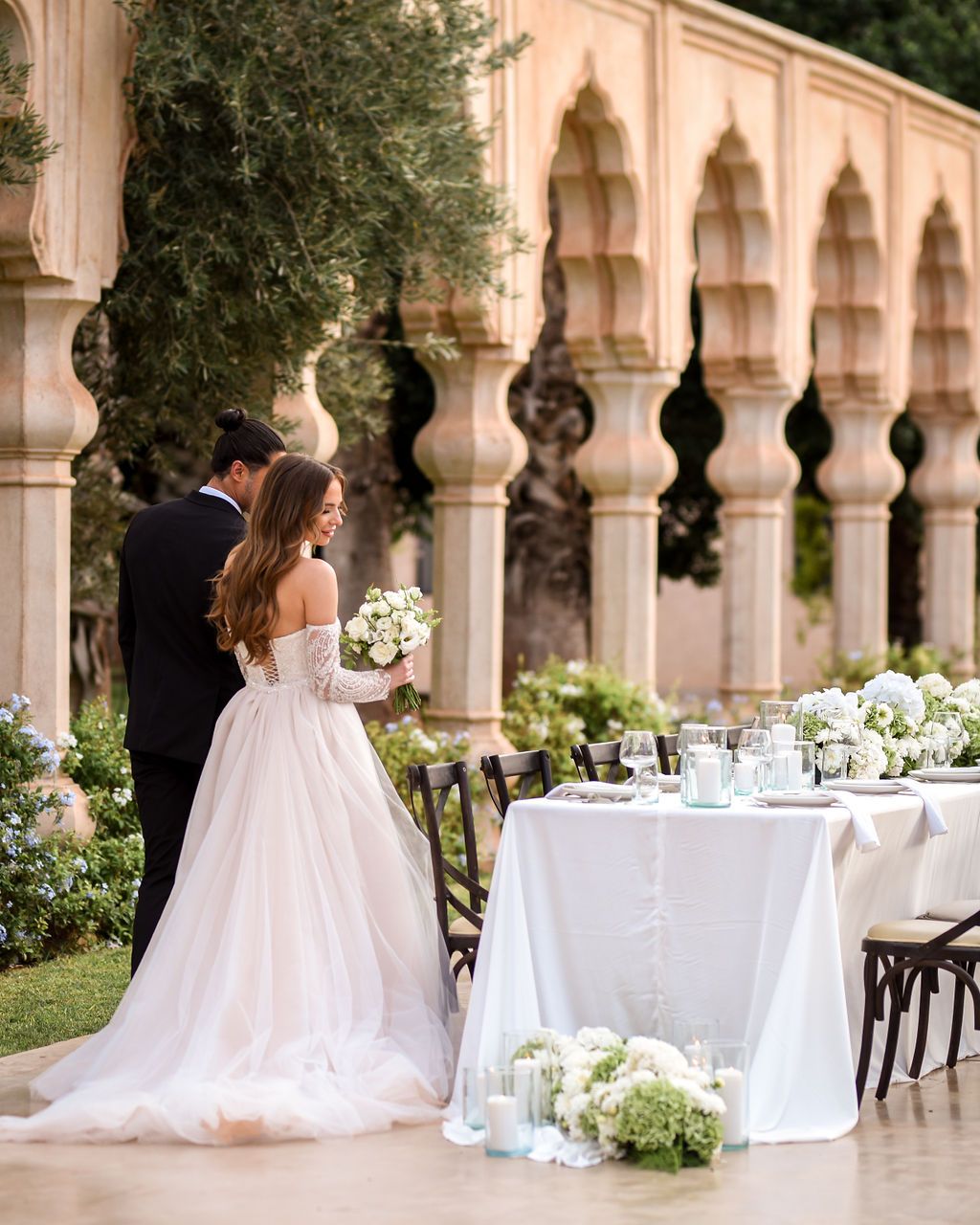 Bride portrait at their wedding at Palais Namaskar in Marrakesh.