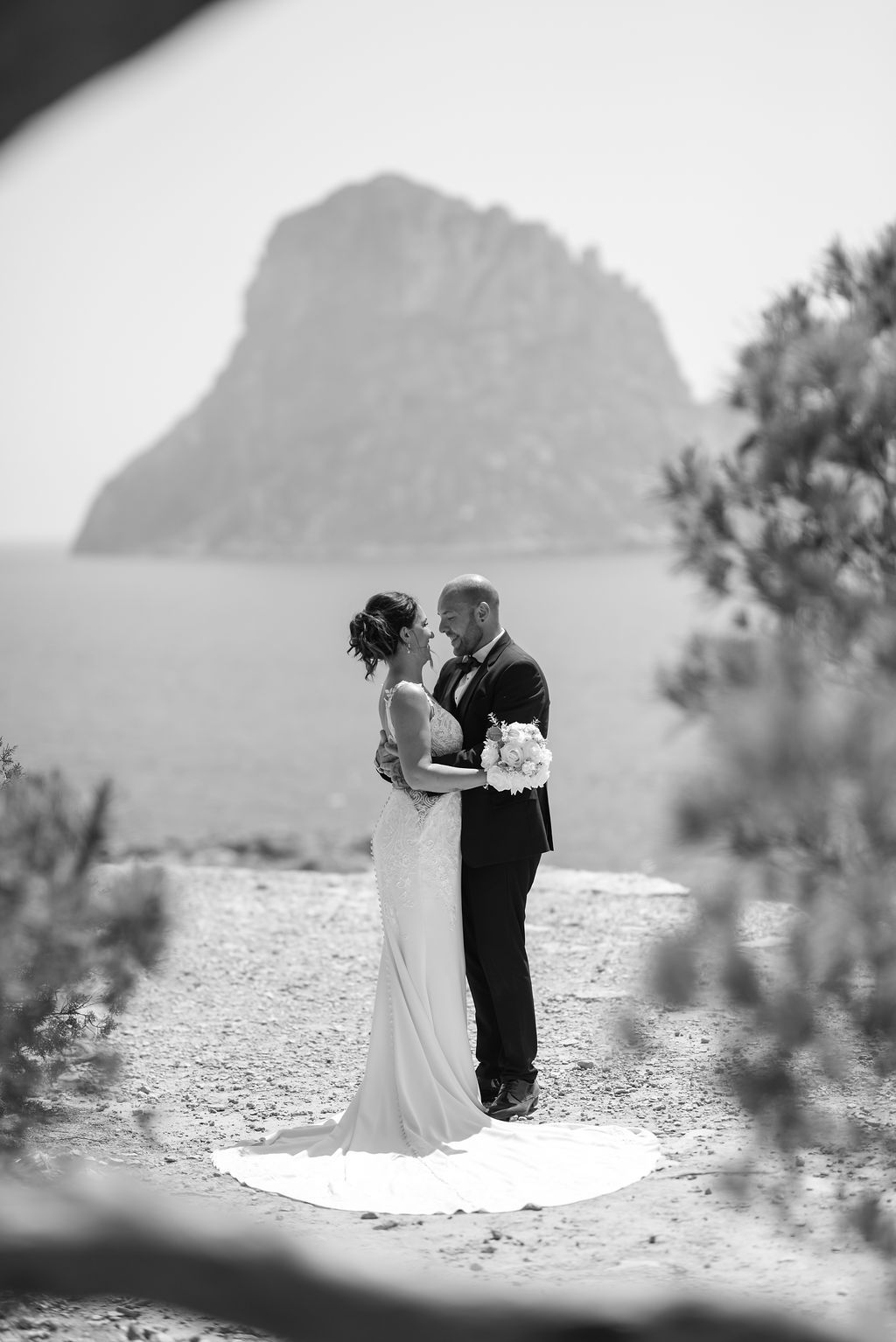 Intimate elopement ceremony at Es Vedra, Ibiza