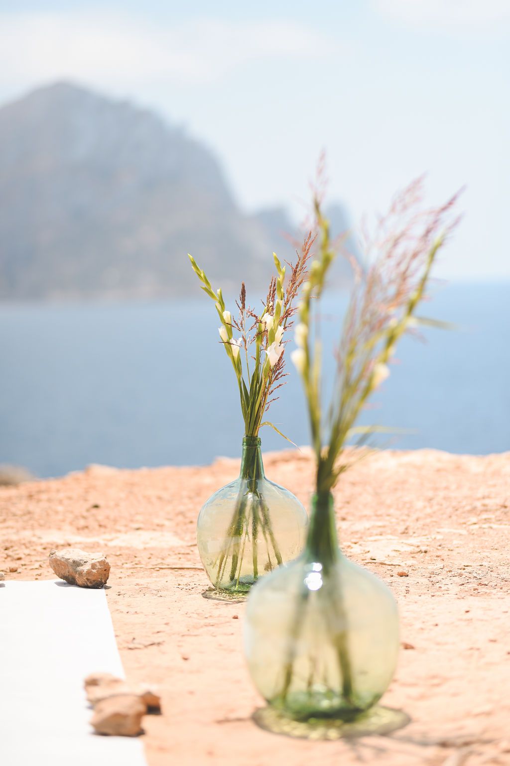 Romantic elopement details at Es Vedrà in Ibiza.