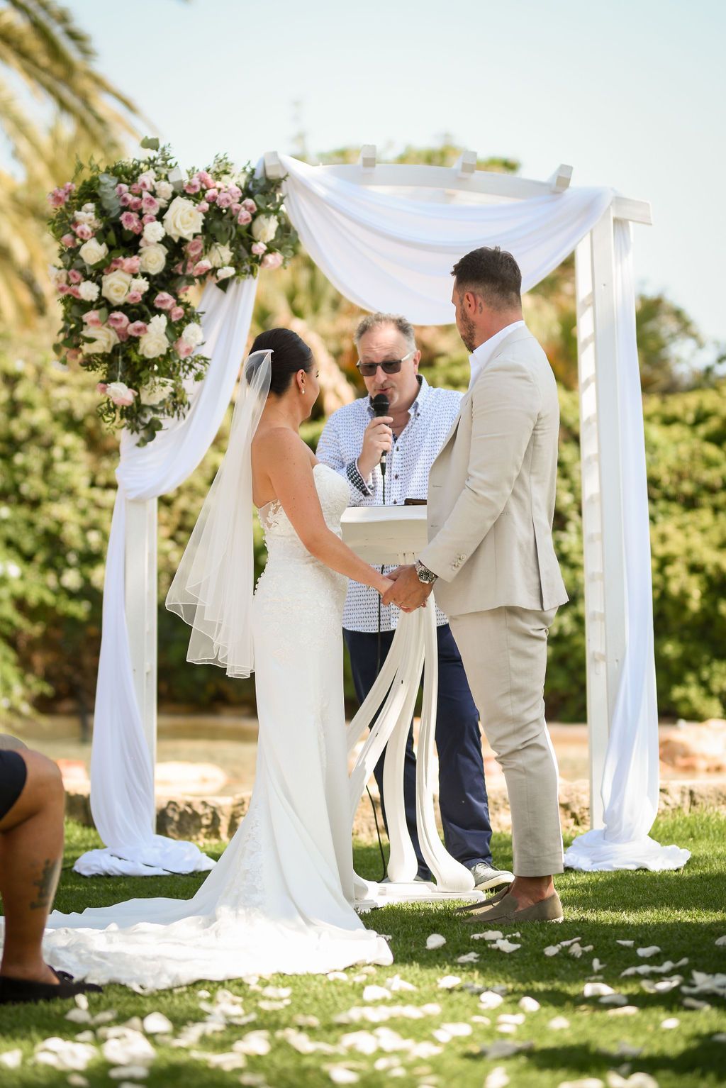 Bride and groom during their ceremony at Can Gall Ibiza.