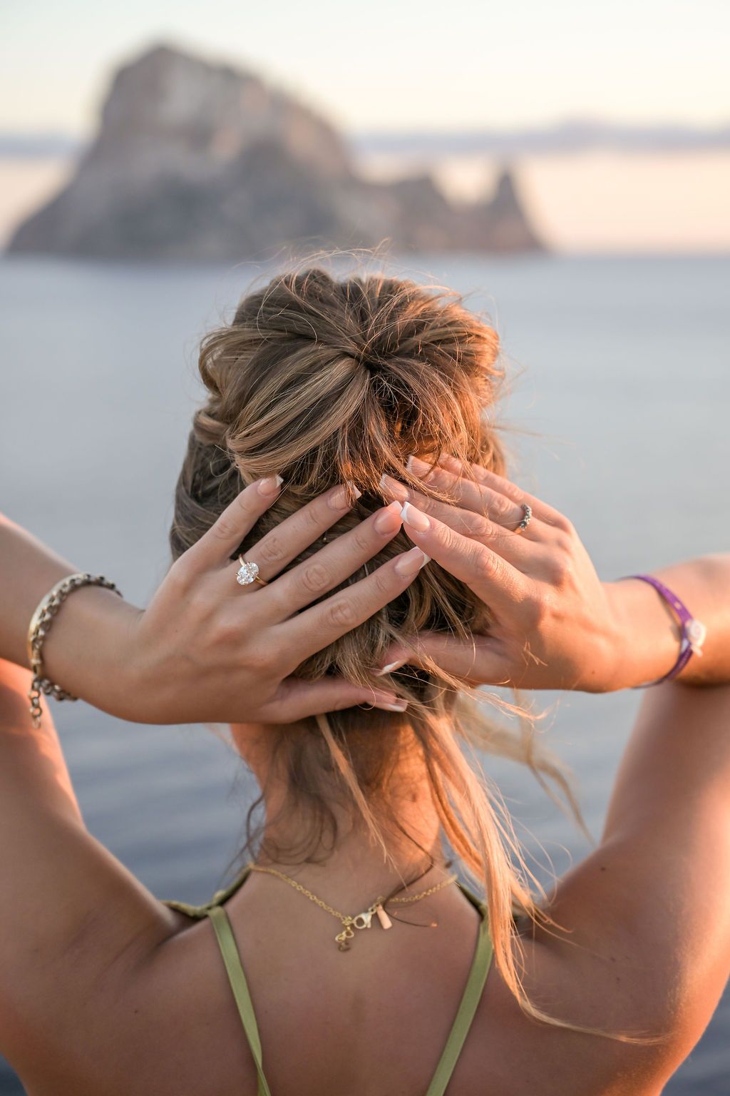 Proposal in Ibiza, ring detail with Es Vedra view.