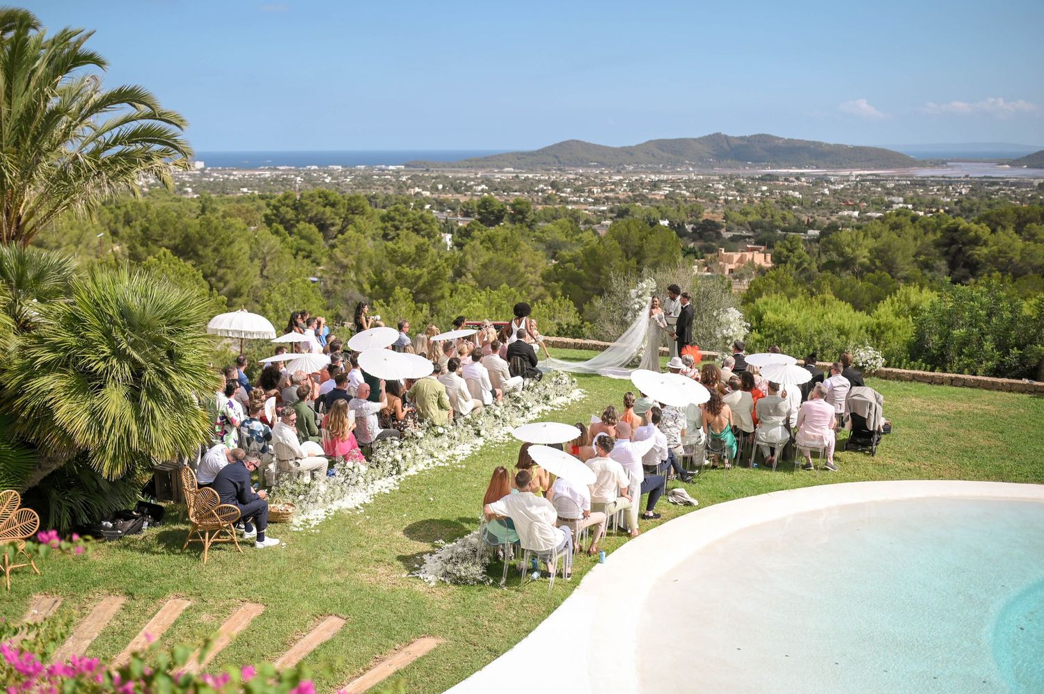 Luxury wedding ceremony at Villa Blue Star Ibiza overlooking the Mediterranean Sea
