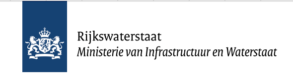 The official Rijkswaterstaat logo showing the Netherlands national coat of arms with Dutch text underneath it.