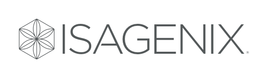 Minimalist black Isagenix company logo with geometric hexagonal flower symbol on white background.